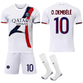 Miniatyrbillede 1 af 2: 2024-2025 Paris Saint-Germain Udebane Børne Voksen Hvid Fodboldtrøje Sæt Med Strømper No.10 O.Dembélé 16