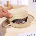 Miniatyrbild 8 av 10: Rund stråväska Dam vävd strandväska Handgjord stickad handväska white