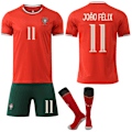 Miniatyrbild 1 av 2: Portugal Hemma Fotbollströja 2025-2026 med Strumpor för Barn & Vuxna Nr. 11 JOAO FELIX 18
