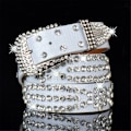 Miniatyrbild 6 av 10: Dam Rhinestone Bälte Läder Bling Crystal Glitter Midjeband leopard print
