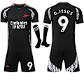 Miniatyrbild 1 av 2: 2024-2025 Arsenal Bortalag Barn Vuxen Svart Fotbollströja Kit med Strumpor No.9 G.JESUS XS