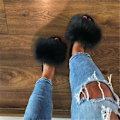Miniatyrbild 6 av 7: Dam plysch tofflor Flip Flops strandsandaler black EU37