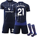 Miniatyrbild 1 av 2: 2024-2025 Manchester United Bortalag Barn Fotbollströja Kit Nr.21 ANTONY M