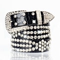 Miniatyrbild 4 av 10: Dam Rhinestone Bälte Läder Bling Crystal Glitter Midjeband leopard print
