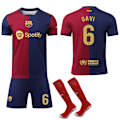 Miniatyrbild 1 av 2: 2024-2025 Barcelona Hemma Barn och Vuxna Fotbollströja Med Strumpor No.6 GAVI S