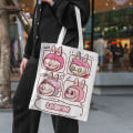 Miniatyrbild 9 av 9: Labubu Canvas Bag Tygpåsar Tecknad enkla förvaringshandväskor D