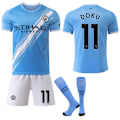 Miniatyrbillede 1 af 2: 2025-2026 Manchester City Hjemmebane Børne Voksen Fodboldtrøje No.11 DOKU XS
