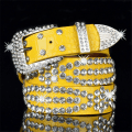 Miniatyrbild 8 av 10: Dam Rhinestone Bälte Läder Bling Crystal Glitter Midjeband yellow