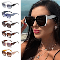 Miniatyrbild 1 av 8: Dam Cat Eye Solglasögon Square Retro Irregular Shades UV400 Glasögon Leopard-Tea