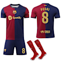 Miniatyrbild 1 av 2: 2024-2025 Barcelona Hemma Barn och Vuxna Fotbollströja Med Strumpor No.8 PEDRI XL
