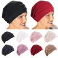 Miniatyrbild 2 av 9: Kvinnor Elastisk Turban Beanie Mjuk bomullshuv Muslim Hijabs Head Wrap Chemo Hat brown