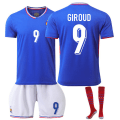 Miniatyrbild 1 av 2: 2024 UEFA EM 2024 Frankrike Hemma Fotbollströja Set Med Sockor NO.9 GIROUD L