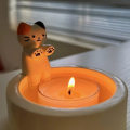 Miniatyrbild 1 av 8: Tecknad kattunge ljusstake värmer sina tassar Söt doftande ljushållare multicolor