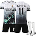 Miniatyrbillede 1 af 2: 2024-2025 Real Madrid Børn Voksen Special Edition Trøje Fodboldtrøje Med Strømper No.11 RODRYGO 26