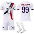 Miniatyrbillede 1 af 2: 2024-2025 Paris Saint-Germain Udebane Børne Voksen Hvid Fodboldtrøje Sæt Med Strømper No.99 DONNARUMMA 28