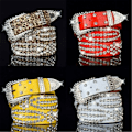 Miniatyrbild 2 av 10: Dam Rhinestone Bälte Läder Bling Crystal Glitter Midjeband leopard print