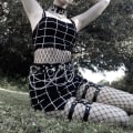 Miniatyrbild 7 av 9: 1 par Elastice 2 Rader Läder Ben Sele Strumpeband Bälte Punk Gothic Lår Ring Strumpeband white