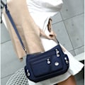Miniatyrbild 9 av 9: Kvinnor Causal Cross Body Bag Axelväska Multi Layer Nylon Handväska red