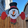 Miniatyrbild 6 av 9: Jul staket dekoration Jultomten Snögubbe Ren Penguin Peeker Yard prydnader reindeer