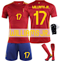 Miniatyrbild 1 av 2: 2024 UEFA EM Barnfotbollströja Kit Spanien Hemma Nr.17 Williams JR. With socks+kneepad 28
