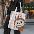 Miniatyrbild 4 av 9: Labubu Canvas Bag Tygpåsar Tecknad enkla förvaringshandväskor C