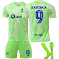 Pikkukuva 1 / 2: 2024-2025 Barcelona vieraspaidan vihreä jalkapallopaitasetti sukilla No.9 Lewandowski S