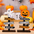 Miniatyrbild 3 av 10: Halloween träprydnad Trick or Treat skrivbordsdekorationer 9