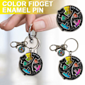 Miniatyrbild 4 av 11: Färgad Fidget Emaljnål, för konstnärer med nyckelring, ångestlindrande märken Hot keychain One size