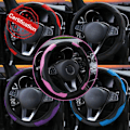 Miniatyrbild 9 av 11: NYTT Läder Bil Ratt Skydd Halkskydd Tillbehör Ratt 38CM/15tum Universal Fodral C1L3 Black 1pcs