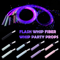 Miniatyrbild 10 av 11: Färgglad LED-ljusblixtpiska Fiberpiska Festtillbehör 360 grader All black handle one size