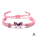 Miniatyrbild 5 av 11: Enkelt flätat snöre armband för kvinnor blå fjäril justerbar flickpresent C0 Red One size