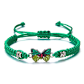 Miniatyrbild 1 av 11: Enkelt flätat snöre armband för kvinnor blå fjäril justerbar flickpresent C0 Green One size