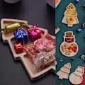 Miniatyrbild 4 av 11: GINTBN Jul Trä Serveringsfat, Julgran Charkbricka snowman 1pcs