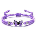 Miniatyrbild 1 av 11: Enkelt flätat snöre armband för kvinnor blå fjäril justerbar flickpresent C0 Purple One size