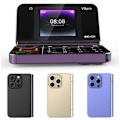 Miniatyrbild 5 av 11: V8pro Dubbelskärm Vikbar Sidoflip Funktionstelefon Stor Knapp D black 1pcs
