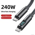 Miniatyrbillede 3 af 5: 240W Type-C til Type-C kabel Dynamisk Smart Digital Display Hurtigopladning P9X8 1pcs gray