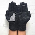 Miniatyrbild 3 av 5: Kattvantar för kvinnor Yllehandskar Höst Vinter Utomhus Varma Kalla Skydd Vadderade Kattmönstrade Gray