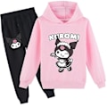 Miniatyrbillede 1 af 2: Kuromi Print Tracksuit Sæt Børn Piger Trøje Med Hætte Hooded Sweatshirt Toppe Jogger Bukser Sweatsuit Casual Outfits Suit Gaver Pink 7-8 Years