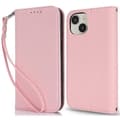 Stativfodral kompatibelt med iPhone 14 / 13 Litchi-textur Läder Flip Telefonfodral med rem / plånbok Pink