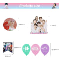 Pikkukuva 3 / 5: Bts Syntymäpäiväjuhlakoristeet, Kpop-syntymäpäivätarvikkeet Bangtan Boysin faneille Sisältää Bts Happy Birthday Banner -kakunpäälliset ilmapallot