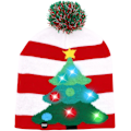 Miniatyrbillede 1 af 6: LED Julehue med Lys - Julehatte i Strik med 6 Farverige LED-Lys, Unisex Vinterhue Red