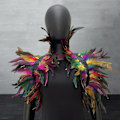 Miniatyrbillede 3 af 5: Fjer Shrug Shawl Skulder Wrap Kappe Blød Justerbar Retro Gothic Krave Cosplay Party Krop Scene Green