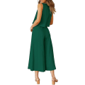 Miniatyrbilde 3 av 5: Roylamp sommerantrekk for kvinner i 2 deler Rundhalset Crop Basic Topp Beskåret buksesett med brede ben, Jumpsuits Dark Green X-Small
