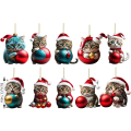 Miniatyrbillede 5 af 5: 10 stk juletræ kattevedhæng, 2d akryl sjov julekat hængende dekoration, juletræsdekoration, juledekorationsgave 10Pcs