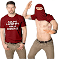 Miniatyrbilde 1 av 5: 2025 Ny Menn Spør Meg Om Min Ninja Forkledning Flip T-skjorte Morsom Kostyme Grafisk Humor A+ Wine Red XS