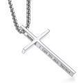 Miniatyrbild 1 av 4: Korshalsband för män, Filipperna 4:13 Christian Cross Halsband i rostfritt stål för män Pojkar