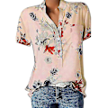 Miniatyrbild 1 av 5: Blommiga toppar för kvinnor 2023 Button Down Mode Casual Lång-/kortärmade skjortor Blus Pink 4X-Large
