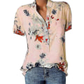 Miniatyrbild 1 av 5: Blommiga toppar för kvinnor 2023 Button Down Mode Casual Lång-/kortärmade skjortor Blus Pink Small