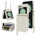 Miniatyrbillede 1 af 5: Til Samsung Galaxy Z Flip 6 Pengetæske med Kortlomme og Justerbar Rem, Stilfuld Robust Stødsikker Læderetui White For Galaxy Z Flip 6