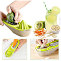Miniatyrbillede 3 af 5: Plastisk manuel citruspresser, plastisk manuel appelsinpresser, plastisk manuel citronpresser til citroner, appelsiner, grøntsager eller limefrugter, manuel ostrivejern til ch